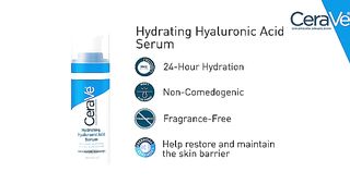 Cerave Hyaluronic Acid Serum for Face with Vitamin B5 and Ceramides | Hydrating Face Serum for Dry Skin | Fragrance Free | 1 Ounce