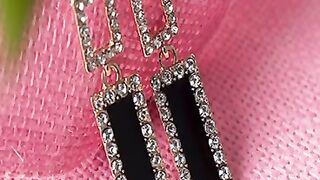 Earrings Black and Diamonds