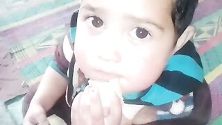 Baby eating organic food