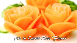 How to Make Carrot Rose Flowers -Vegetable Carving Garnish - Sushi Garnish - Food Decoration