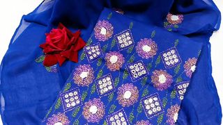 Kacha sheesha Daman work collection | Complete 3p (shirt dupata & separate trouser)