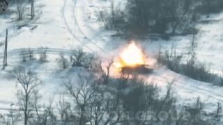 Russian tank is blown to pieces in Ukrainian missile strike