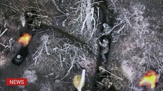 Ukraine drones drop blow up Russian Soldiers in trenches Bakhmut