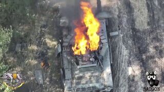 Ukraine SSO operators throw grenades directly into the hatch of the russian T-72B3. Snipers. We are observing the magical consequences!