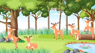 Five Deers And Lion , story for kids.