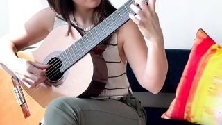 Relax while strumming the guitar