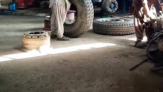 tyre removed #volvo #dumptruck #mining #factory #workshop #tyre #tire.