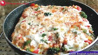 Vegetable Lasagne With Bread in a pan ♥️♥️♥️