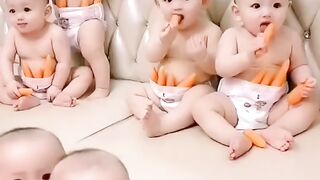 Cute baby eating