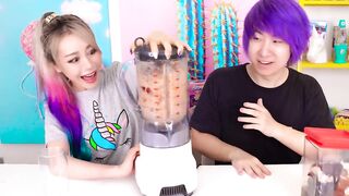 GUMMY FOOD VS REAL FOOD! Super GROSS SMOOTHIE Challenge _ GF VS BF Pranks