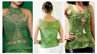 Very Stylish l Fashion Designer Crochet Embroidered Lace pattern CropTop Blouse❤