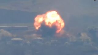 Russian ammunition warehouse EXPLODES in Luhansk as Ukrainian forces strike