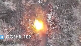 Ukrainian Mountain Assault Battalion drops bombs on Russian trenches with weaponized drones
