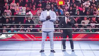 Omos throws Brock Lesnar out of the ring after escaping Suplex City: Raw, March 13, 2023