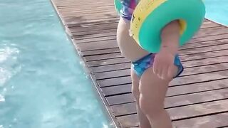 Cute baby swiming