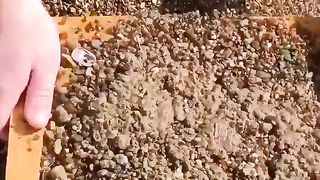 Wedding ring made of rubbish on the beach