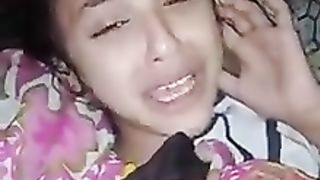 A poor sick girl/ a poor crying girl with pain