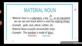 Parts of speech material noun