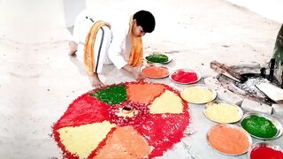 Nirajj Kumar Rangoli banaty hoy _ Holi fastival in Rawalpindi Pakistan