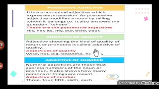 Parts of speech Adjective and it's types