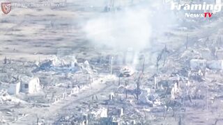 Pasukan Ukraina meledakkan tank Rusia di Maryinka, Oblast Donetsk