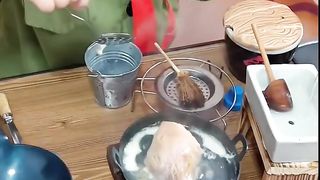 Little chef cooking in his small kitchen!