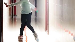 Talented roller skater shows us her daily trainings