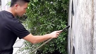 Painting a realistic 3D mural of a girl