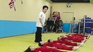 Kids practicing kung fu