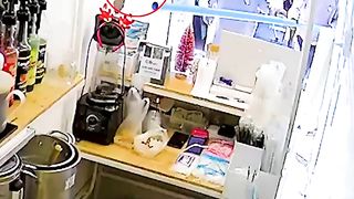 Waitress terrified as a humongous python ‘drops by’ for some coffee.
