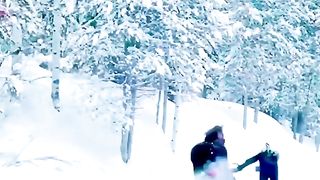 Snowmobiler has lucky escape after moose charges at high-speed.