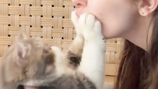 This cat doesn't like to be kissed