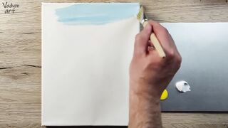 Drawing spring trees acrylic painting