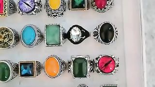 10/20/30 Pcs/Lot Vintage Rings For Men Women Colorful Stone Carved Flowers Fashion Jewelry Accessories Party Gift