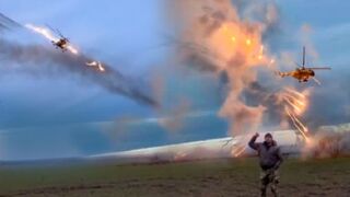 Ukrainian military helicopters make “fire rain” on Russian positions