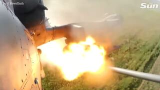 Russian combat helicopter attacks Ukrainian forces with rockets