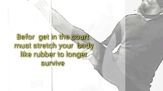 Stretching before get in the squash Cort