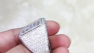 Rectangle Real full Moissanite Ring Men and women Sterling 925 Silver Round Brilliant Diamonds Engagement Male Wedding Jewelry