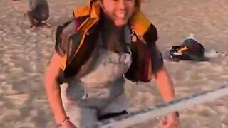 The way she uses it as a trampoline