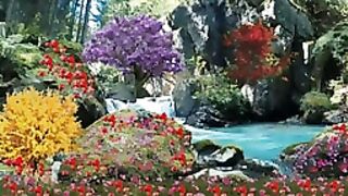 beautiful flower and waterfall
