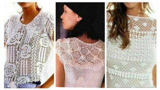 Elegant Women fashion Crochet Embroidered Lace pattern Beggie blouse desig.