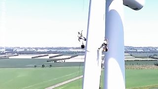 Dangerous Job Of Cleaning 300 Feet Tall Wind Turbines!!!