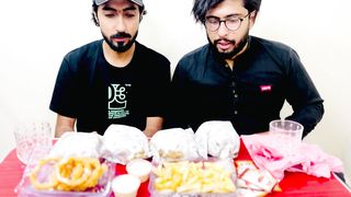 Eating GODFATHER Special Burgers, Onion Rings and Fries | MUKBANG