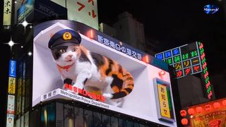 A Giant Cat on the Cross Shinjuku Vision 3D Screen, Tokyo, Japan!???????? Video 2023