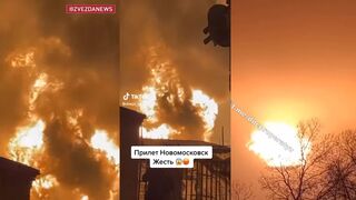 Russian drone attack triggers huge fireball shooting into sky as Ukrainian oil depot explodes
