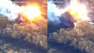 Ukrainian forces blow up Russian rocket launcher in huge explosion in Luhansk Oblast