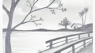 Beautiful Nature Scenery Drawing by Pencil