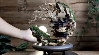 Fantasy garden scenes on the crescent moon