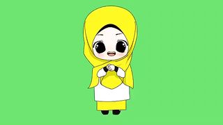 GREEN SCREEN ANIMASI ANAK BERHIJAB BERBICARA
