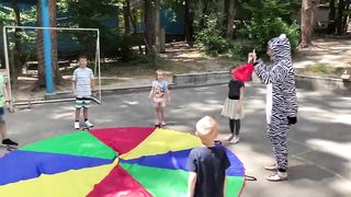 Kids play with BIG COLOR PARACHUTE Game for kids Funny video by JoyJoy Lika